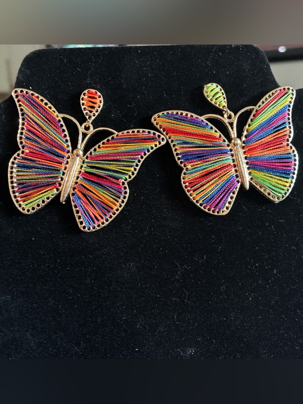 C&C California Gold Multicolor Thread Butterfly Drop Earrings